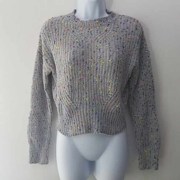 Wild Fable Gray Confetti Sweater Crop Long Sleeve - Picture 2 of 7